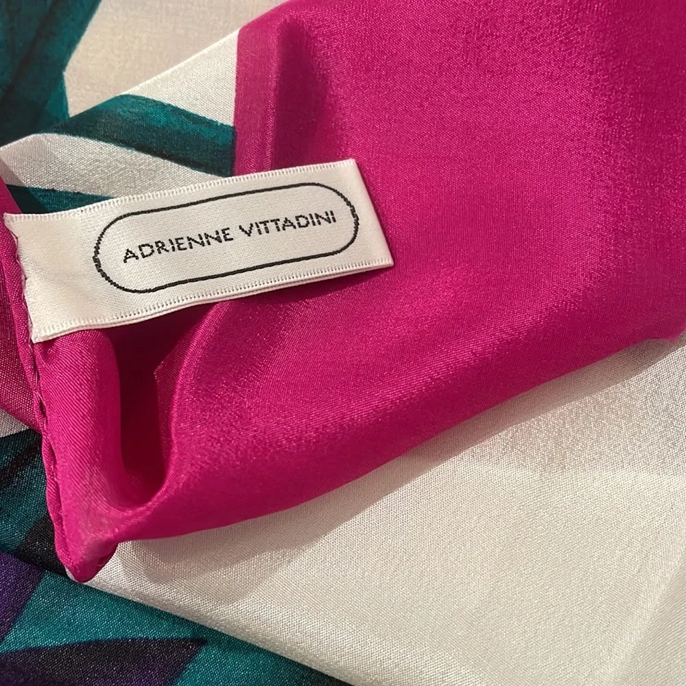 Vintage Adrienne Vittadini Floral Silk Scarf.